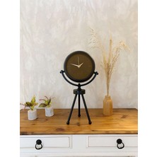 Özgün Adım Siyah Metal Mini Tripod Spor Masa Saati 45×26 cm