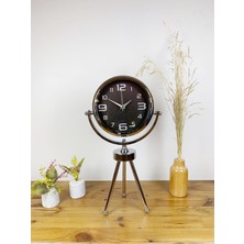 Özgün Adım Krom Metal Mini Tripod Tasarım Masa Saati 45×26 cm