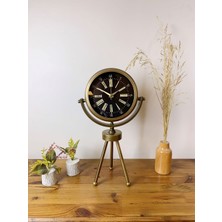Özgün Adım Eskitme Metal Mini Tripod Zarif Masa Saati 45×26 cm