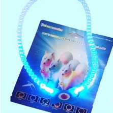 Özgün Adım® Mavi Renk Neon LED Işıklı Kedi Köpek Kolyesi (18,5 Cm)