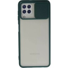 LTG Nova Galaxy A22 Kılıf Palm Buzlu Kamera Sürgülü Silikon - Yeşil