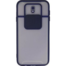 LTG Nova Galaxy J7 / J730 Kılıf Palm Buzlu Kamera Sürgülü Silikon - Lacivert
