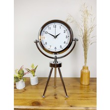 Özgün Adım Krom Metal Mini Tripod Lüks Masa Saati 45×26 cm