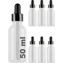 Dora Shopping 50 ml Metal Kapaklı Damlalık Dropper Şişesi Serum 50 Şişe 6 Adet ( Kapak, Şeffaf)