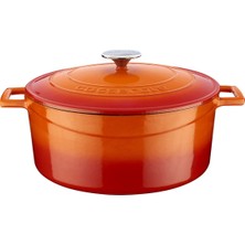 Dora Shopping Metal Döküm Yuvarlak Tencere, 28 Cm, Turuncu