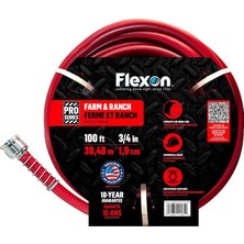 Dora Shopping Flexon 3/4 x 100FT Ağır Hizmet Tipi Kauçuk Sıcak Su Bahçe Hortumu
