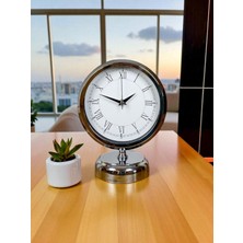 Özgün Adım  Sılver Classic Aura 25 x 20 cm Metal Krom Masa Saati