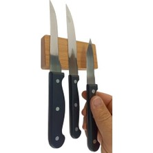 Dora Shopping Mct Mıknatıslı Duvara Kayın Bıçak Bloğu Tutucu - 3 Bıçak Kapasiteli