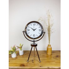 Özgün Adım Krom Metal Mini Tripod Modern Masa Saati 45×26 cm