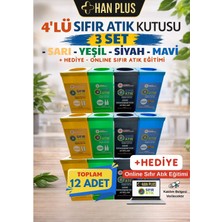 Han Plus Geri Dönüşüm Kutusu - 4'lü Set, 3 Takım, Otel, Fabrika ve İşyeri Kullanımına Uygun (Toplam 12 Adet) + Online Sıfır Atık Eğitimi