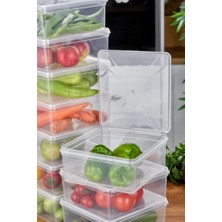 Dora Shopping 15' Set Saklama Kabı, 10 Adet 500ML Mini Boy Dikdörtgen 5 Adet 2500ML Kare Şeffaf Kendinden Kapaklı