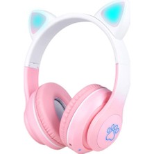 Dora Shopping Stn-28 Kulaklı Tasarımlı Rgb Işıklı Bluetooth Kulaklık Pembe