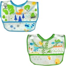 Dora Shopping Iplay Bebek Mama Önlüğü, 6-18 Ay, 2' Set, Su Geçirmez Kumaş, Cepli Cırtlı, Mavi Yeşil