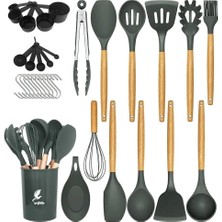 Dora Shopping Mikla Isıya Dayanıklı Yanmaz Yapışmaz 33 Silikon Spatula Mutfak Seti Gri