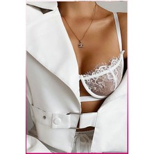 İlkyaz Fashion Ieg™ Kadın Beyaz Dantelli Balenli  Sütyen Külot Takım