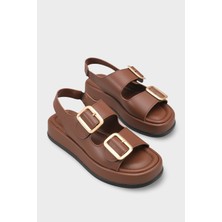Capone Outfitters Denice Dolgu Topuklu Çift Bantlı Tokalı Kadın Sandalet