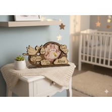 PremiumPort Özel Ahşap Bebek Doğum Panosu ve Fotoğraf Çerçevesi