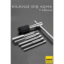 Marsilyan 6'lı Diş Açma Kılavuz Seti – T-Kollu, Endüstriyel Çelik, M6-M12 Arası Dişli Matkap Ucu 722458