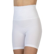 İlkyaz Fashion Ieg™ Beyaz Mı Emay 2091 Önü Dantelli Yüksek Bel Boxer Korse