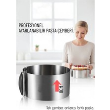 Marsilyan Ayarlanabilir Pasta Çemberi Paslanmaz Çelik Kek Kalıbı 16-30 cm - Profesyonel Pasta Kalıbı 722561