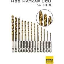 Marsilyan Hss Matkap Ucu 1/4 Hex  13 Parça Hss Tungsten Karbür Matkap Uç 1.5-6.5mm Titanyum 722460