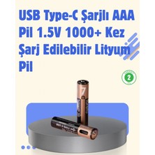 Marsilyan USB Type-C Şarjlı Aaa Lityum Pil 1000+ Şarj Döngüsü Ile Uzun Ömür