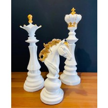 Özbience 3'lü Satranç Takımı Beyaz ve Gold, 25X35X37 Cm, Zarif Tasarım