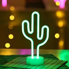 Marsilyan Neon Işıklı Kaktüs Masa Gece Lambası