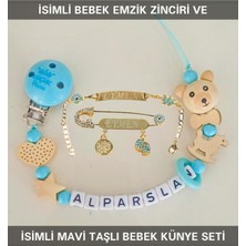 PremiumPort Isimli Bebek Emzik Zinciri ve Pembe Taşlı Yaka Iğnesi, Şık ve Kullanışlı Ürün