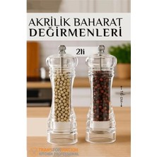 Marsilyan Baharat Öğütücü - Baharat Karabiber Tuz Değirmeni Ahşap Akrilik Kristal 2 Li Set 721773