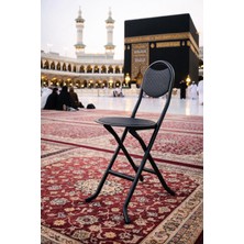 PremiumPort Katlanır Metal Sandalye, Sırtlı, Siyah, Rahat ve Pratik Kullanım