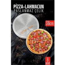 Marsilyan 6 Lı  Paslanmaz Çelik Pizza-Lahmacun Tepsisi – Delikli Tasarım ile Mükemmel Pişirme  36 cm 722229