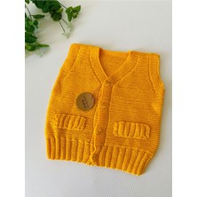 PremiumPort El Örgüsü Bebek Yeleği, Düz Model, Sarı Renk, El Yapımı