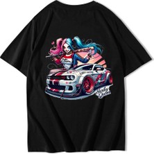 Brz Collection Unisex Oversize Harley Quinn T-Shirt Siyah