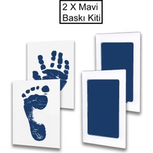 PremiumPort Mavi Temassız Mürekkep Seti, Bebek El & Ayak Güvenli Baskı Kiti