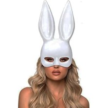 Nemere Beyaz Renk Ekstra Lüks Uzun Kulaklı Tavşan Maskesi