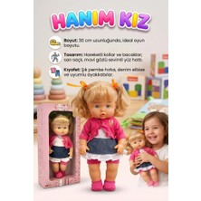 Farbu Oyuncak Sevimli Hanım Kız! 30CM Kolları ve Bacakları Hareket Eden Elbiseli ve Aksesuarlı Oyuncak Et Bebek