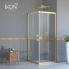 İkon Duş Sistemleri Gold Şeffaf Kare Duş Kabini H:190