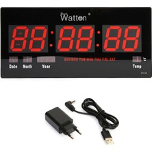 Nemere Büyük Ekran LED Dijital Duvar Saati Tarih ve Sıcaklık Göstergeli WT-109