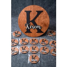 PremiumPort Kişiye Özel Ahşap Kapı Süsü ve Magnet Seti, Bebek Yenidoğan Hediye