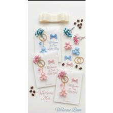 PremiumPort 10'lu Pembe Ayıcık Bebek Mevlütü ve Baby Shower Anahtarlık Seti