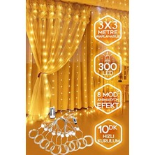 Gunkes Kumandalı 8 Ayrı Moda Sahip 3MX3M ( 300 cm x 300CM ) Perde LED Peri LED USB