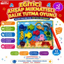 Simply Line Montessori Çocuk Ahşap Mıknatıslı Balık Tutma Oyunu Uzuvlar El Geliştirme Çocuk Beceri Oyunu