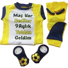 PremiumPort Yenidoğan Unisex Bebek Sarı Lacivert Taraftar Seti ve Aksesuarlar