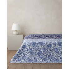 English Home Camille Ray King Size Çok Amaçlı Örtü 220 x 240 cm Lacivert Pamuk Kumaş Desenli Şık Tasarım