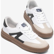 Tonny Black Kadın Beyaz Füme Rahat Kalıp Kauçuk Taban Bağcıklı Sneaker