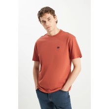 Wranger Wrangler  Pamuk Relaxed Fit Geniş Kesim Minimal Logo Kiremit Tişört