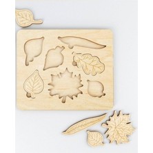Özbience Eğlenceli ve Renkli Ahşap Yaprak Şekilli Puzzle Seti