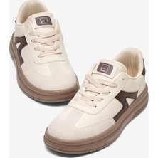 Tonny Black Kadın Bej Kahve Kauçuk Taban Bağcıklı Sneaker Rahat Kalıp Modern Tasarım