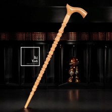 PremiumPort El Oyması Masif Ceviz Ahşap Baston, Antika Stil, 92-95 Cm, Zarif Tasarım